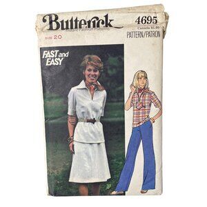 Vintage Butterick 4695 Sewing Pattern Size 20 Misses Top Skirt and Pants CUT